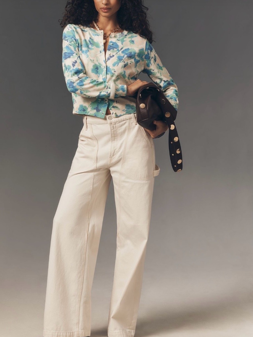 By Anthropologie Long-Sleeve Floral Crew Cardigan Sweater - Size XS